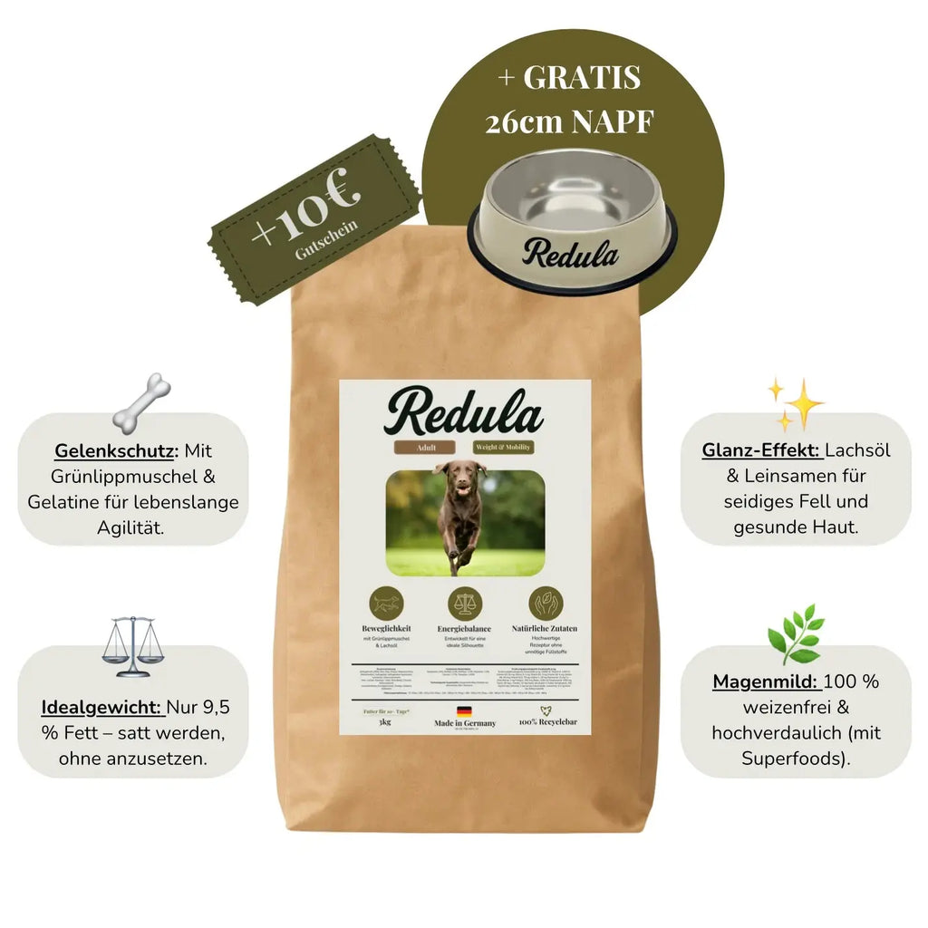 3kg Redula Hundefutter Adult Weight Control & Mobility (30 Tage Geld zurück)